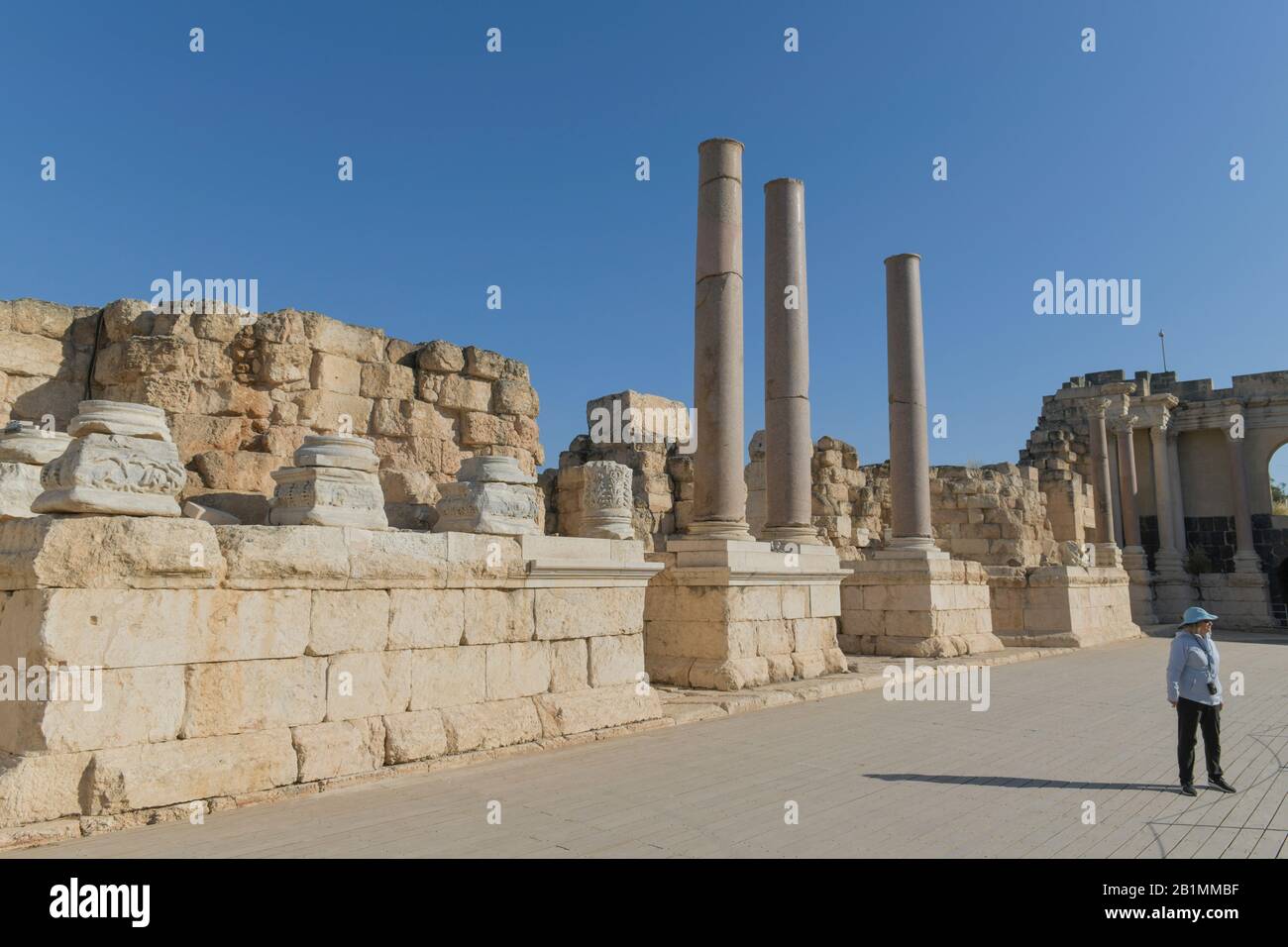 Säulen am Amphitheater, Ausgrabungsstätte Bet Sche´an, Israel Stock Photo