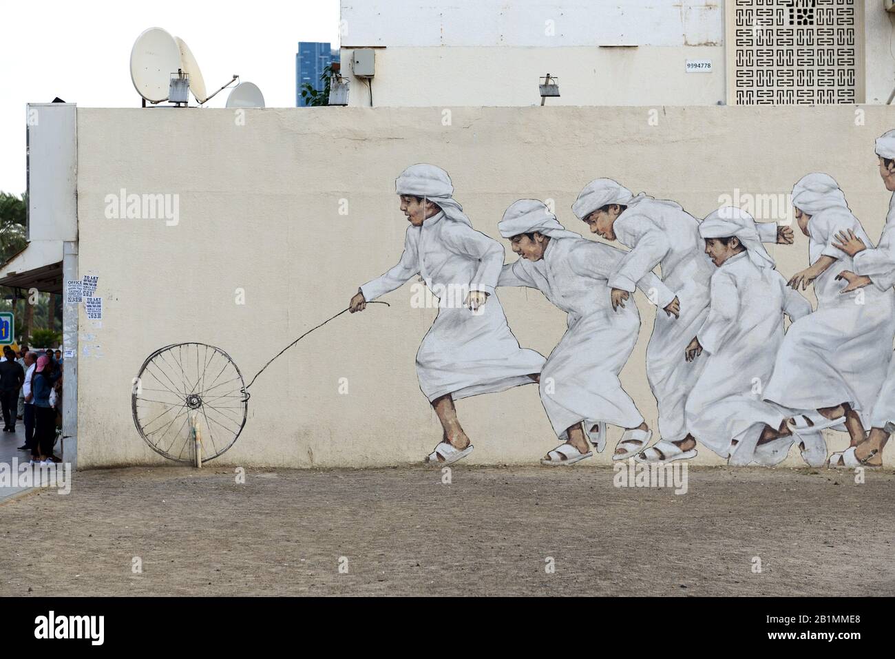 DUBAI, UAE NOVEMBER 16 The painting on a Wall in Jumeirah region on November 16, 2019 in