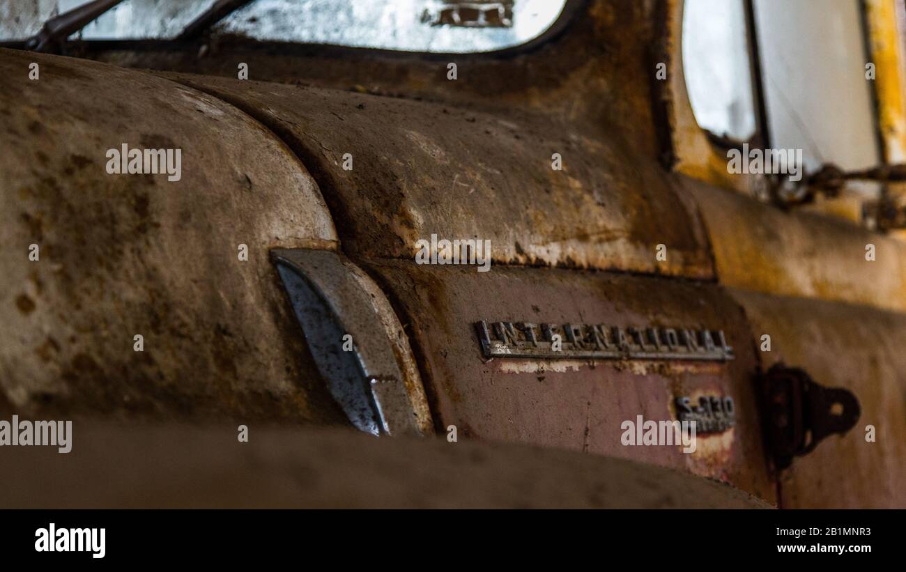 Exploring an old barn find. Stock Photo
