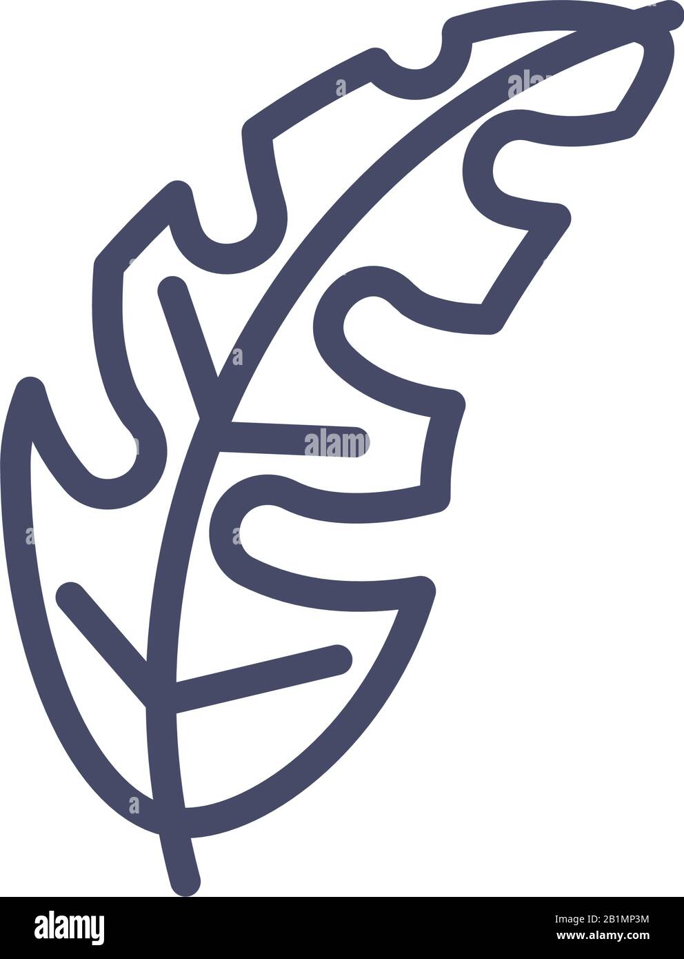 tropical leaf icon over white background, line style, vector ...