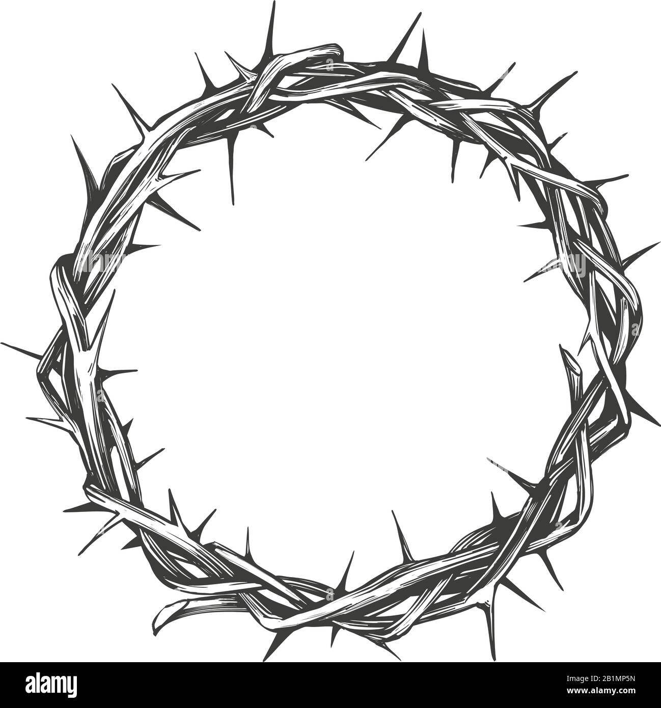 crown of thorns, easter religious symbol of Christianity hand drawn vector illustration sketch logo Stock Vector