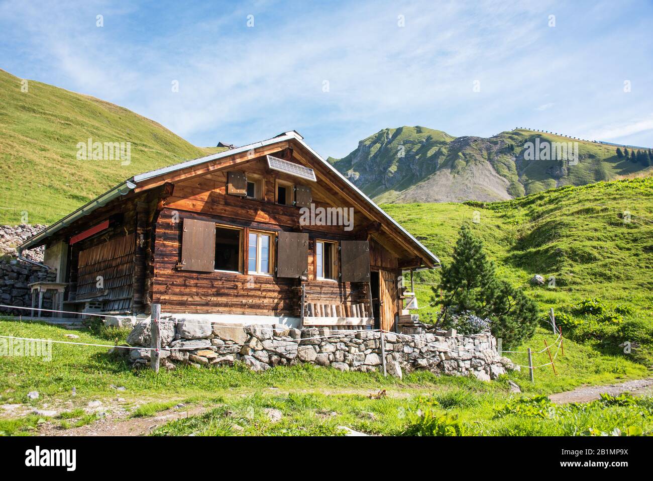 Alpine hut in the Bernese Alps/ Switzerland Stock Photo
