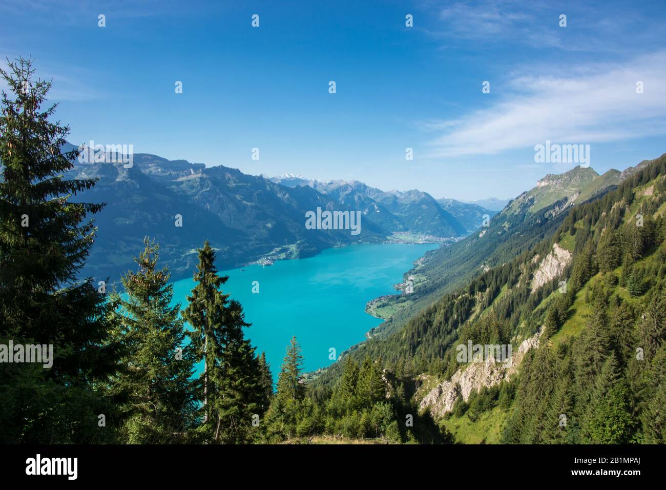 Lake Brienz panorama, mountain chain in the Bernese Alps / Switzerland Stock Photo