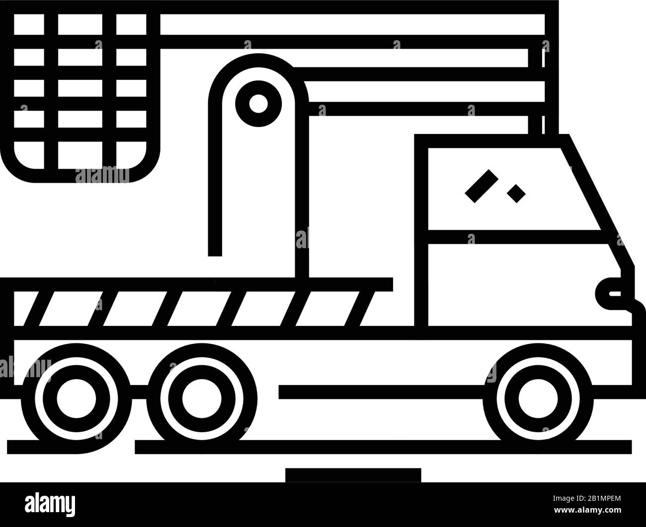Industry crane line icon, concept sign, outline vector illustration ...