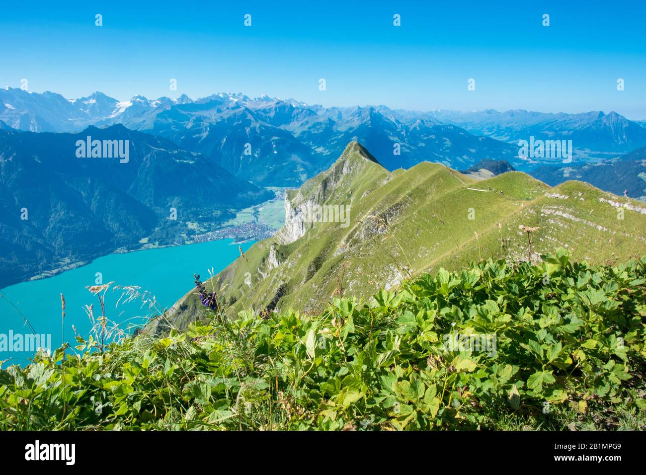 Augstmatthorn - Lake Brienz and Hardergrat in the Bernese Alps, Interlaken / Switzerland Stock Photo