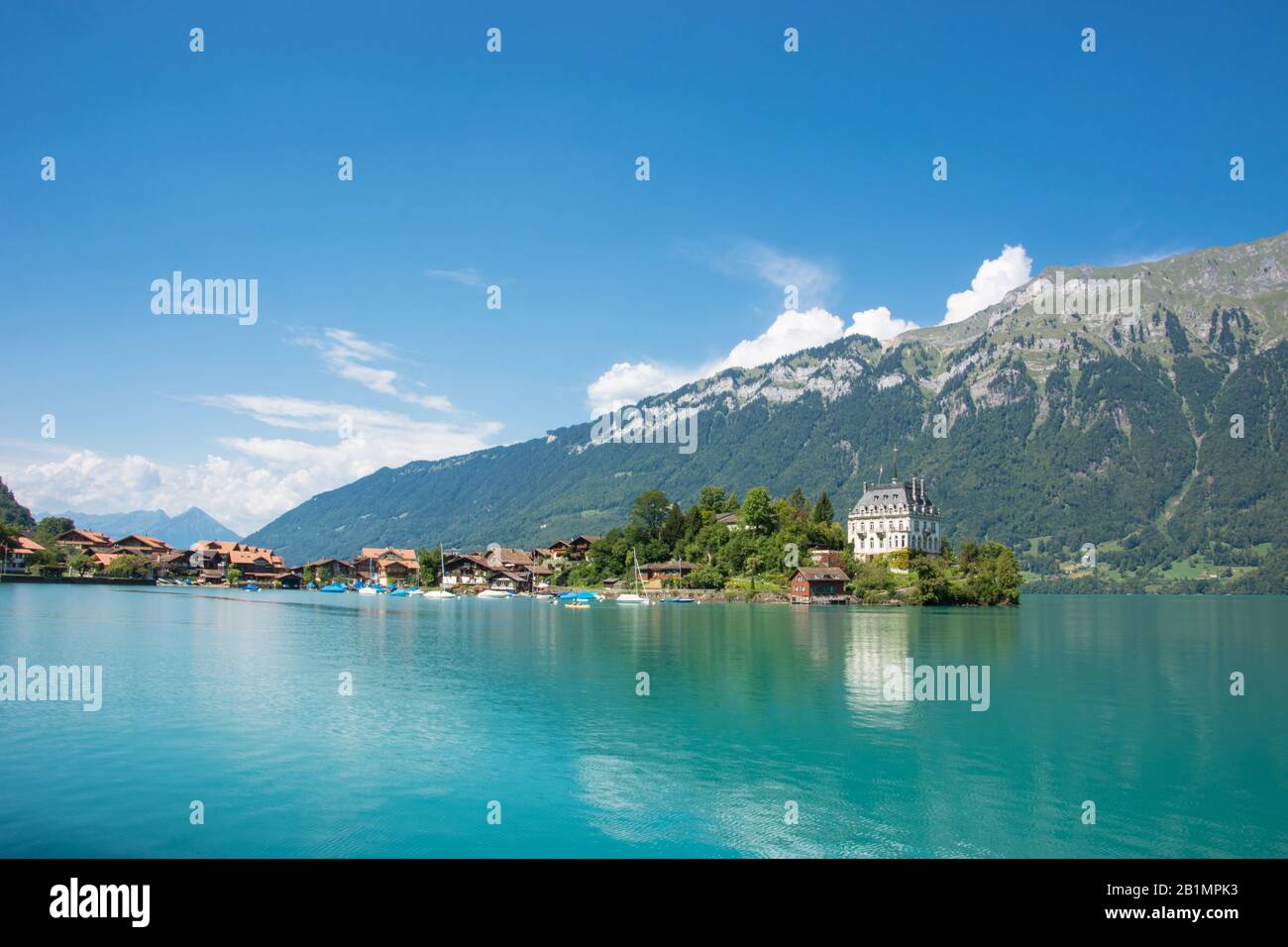 Iseltwald at Lake Brienz in the Bernese Alps / Switzerland Stock Photo