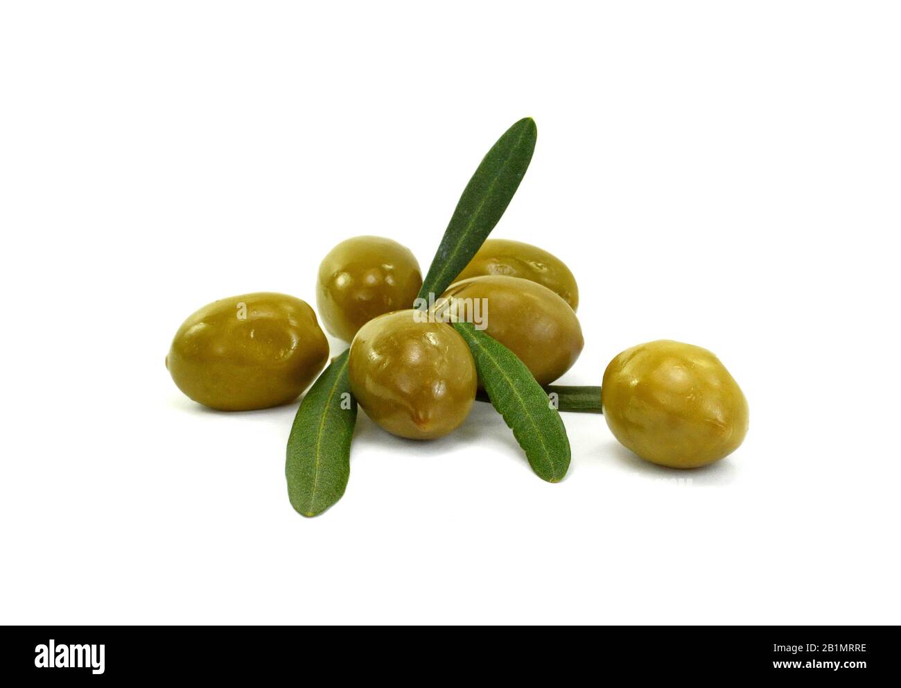 Olive branch with green olives, isolated on white background Stock ...