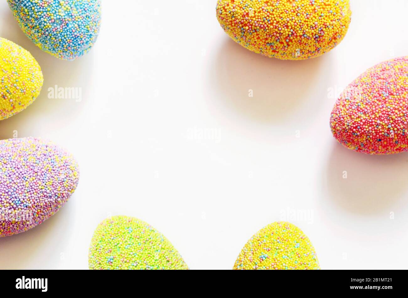 Colored easter eggs on a white background. Holiday concept Stock Photo