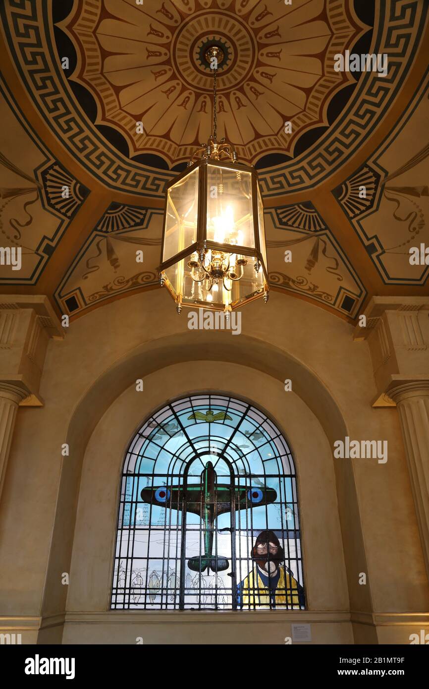 Hawker Hurricane Commemorative Window, RAF Fighter Command, Bentley Priory, Stanmore, Harrow, Greater London, England, Great Britain, UK, Europe Stock Photo