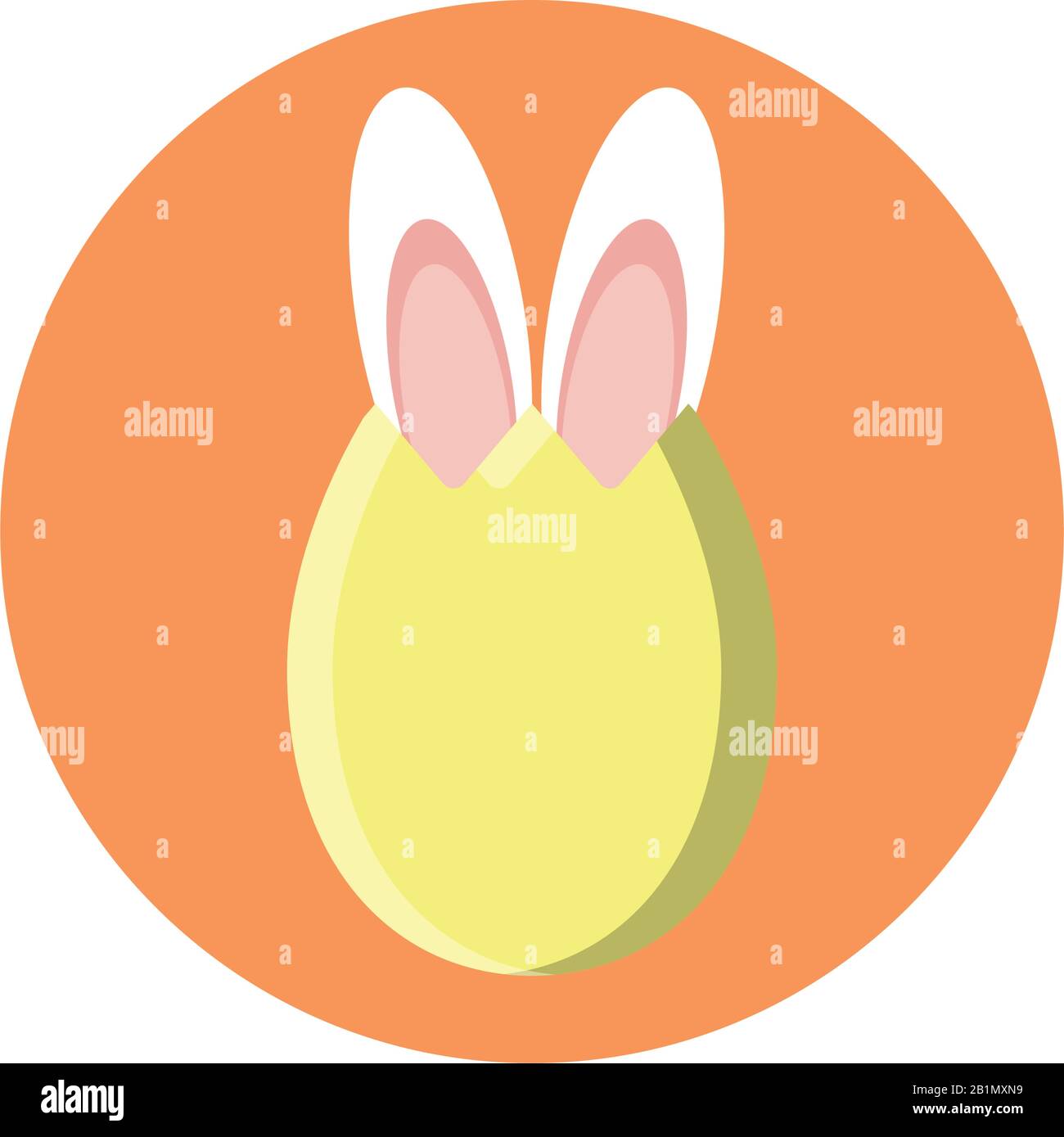 egg with rabbit ears over white background, block style icon, vector ...