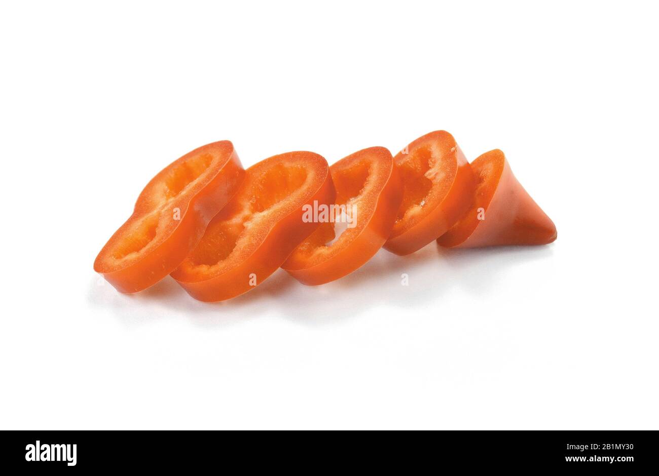 Red sweet bell pepper slices isolated on white background cutout Stock ...