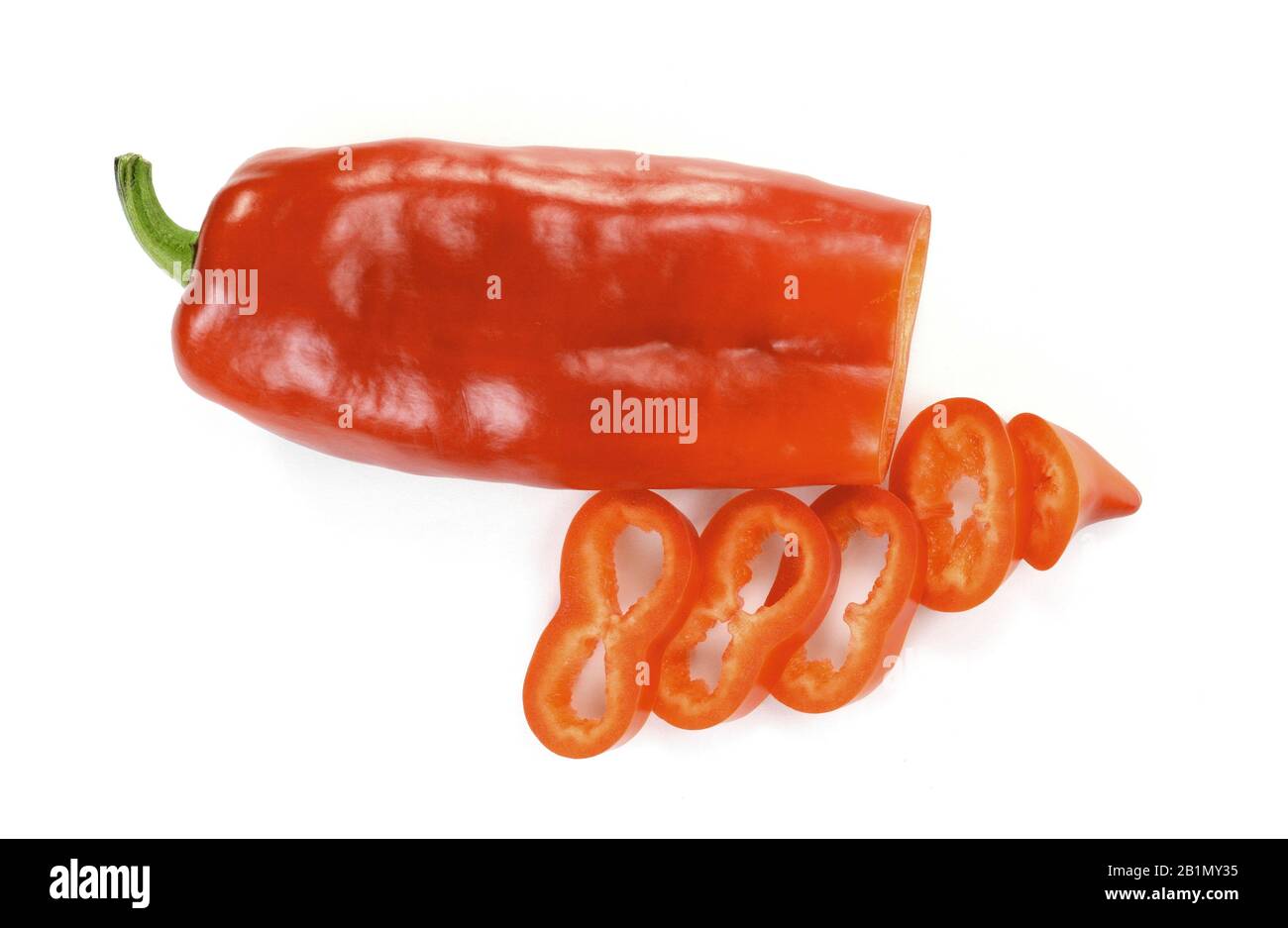 Red sweet bell pepper slices isolated on white background cutout Stock ...