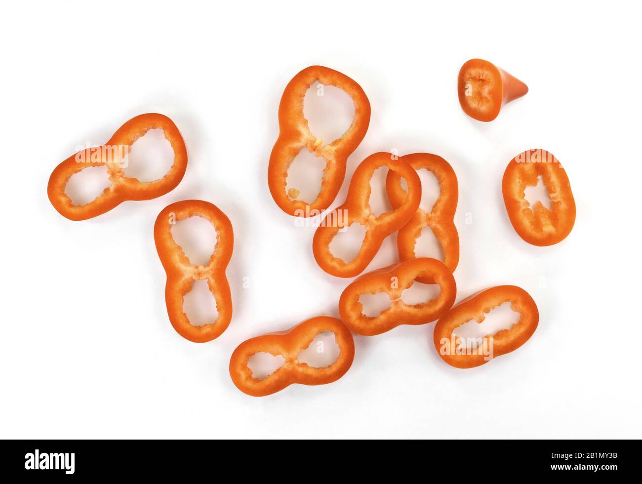 Red sweet bell pepper slices isolated on white background cutout Stock ...