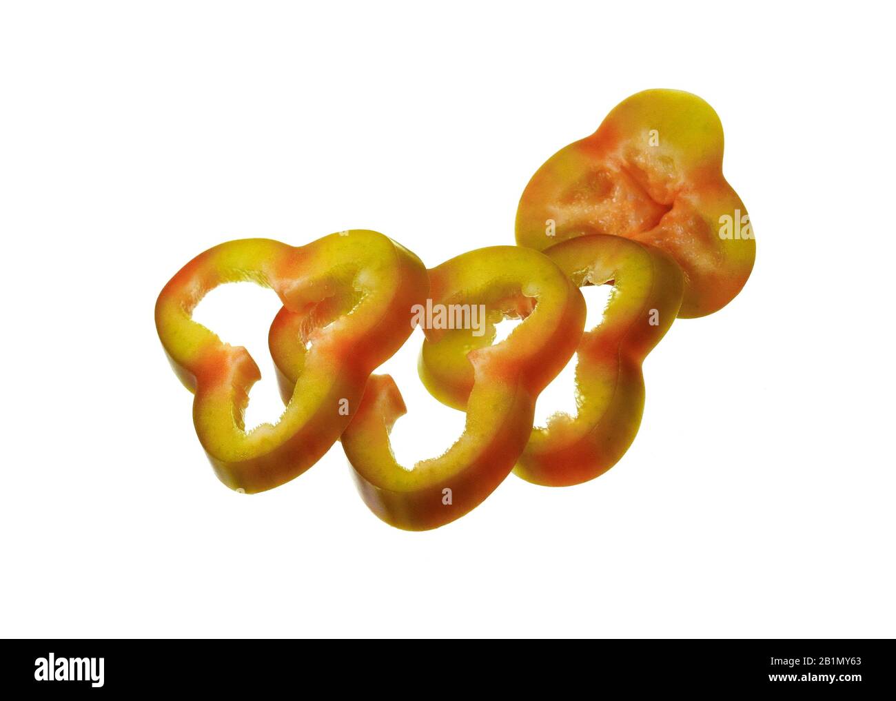 Red sweet bell pepper slices isolated on white background cutout Stock ...
