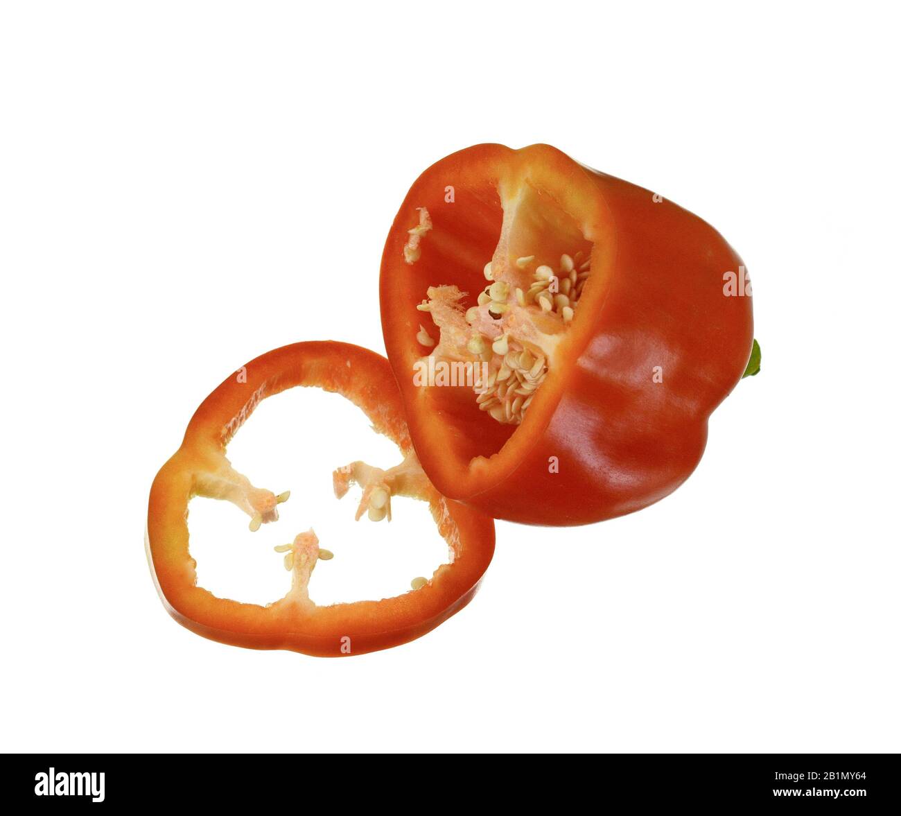 Red sweet bell pepper slices isolated on white background cutout Stock ...