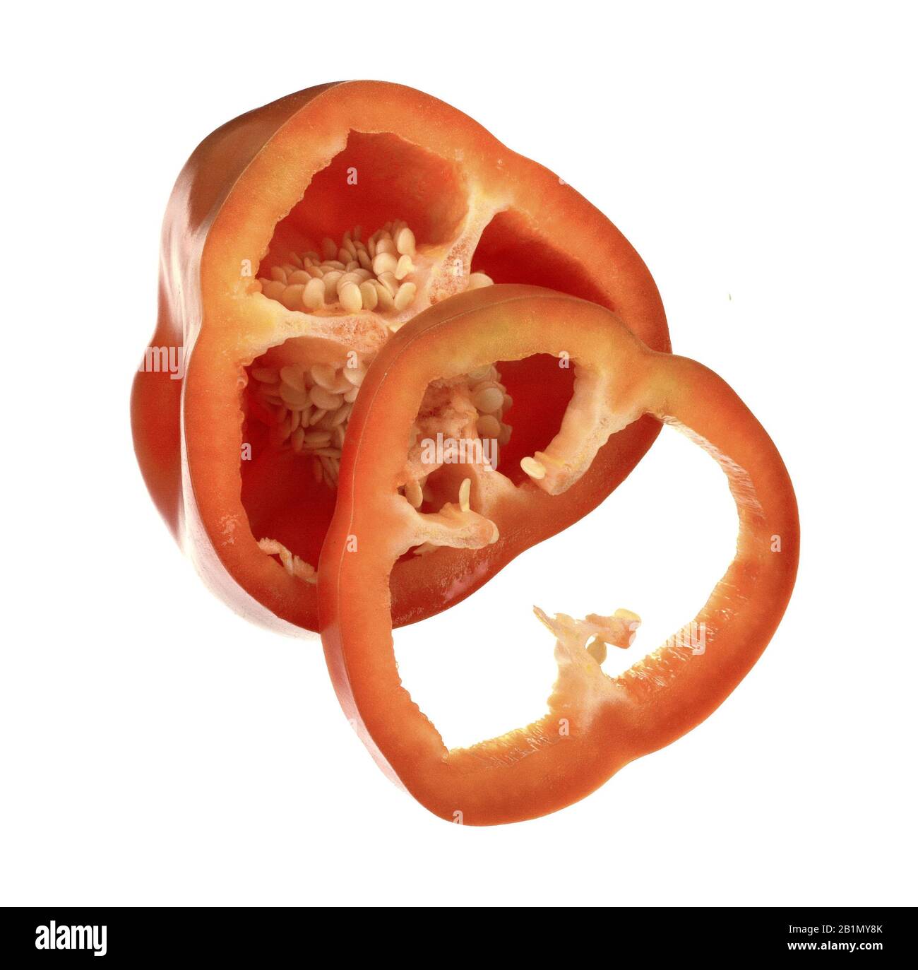 Red sweet bell pepper slices isolated on white background cutout Stock ...