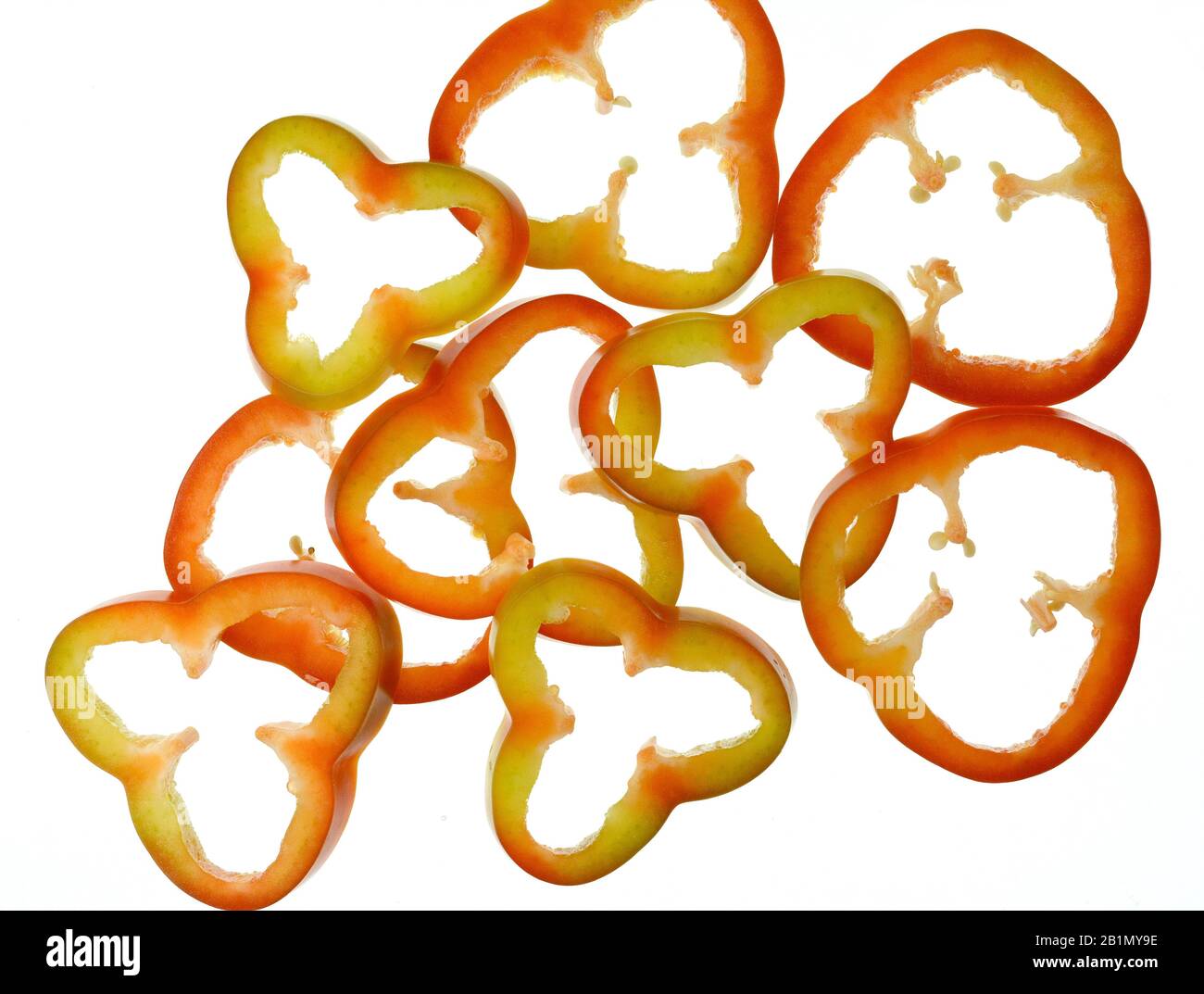 Red sweet bell pepper slices isolated on white background cutout Stock ...