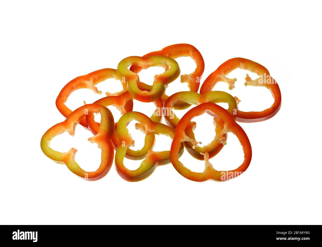 Red sweet bell pepper slices isolated on white background cutout Stock ...