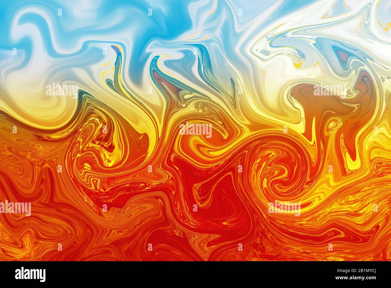 fire and ice fluid abstract background. Concept of heaven and hell, good and bad, hot and cold, yin and yang. Stock Photo