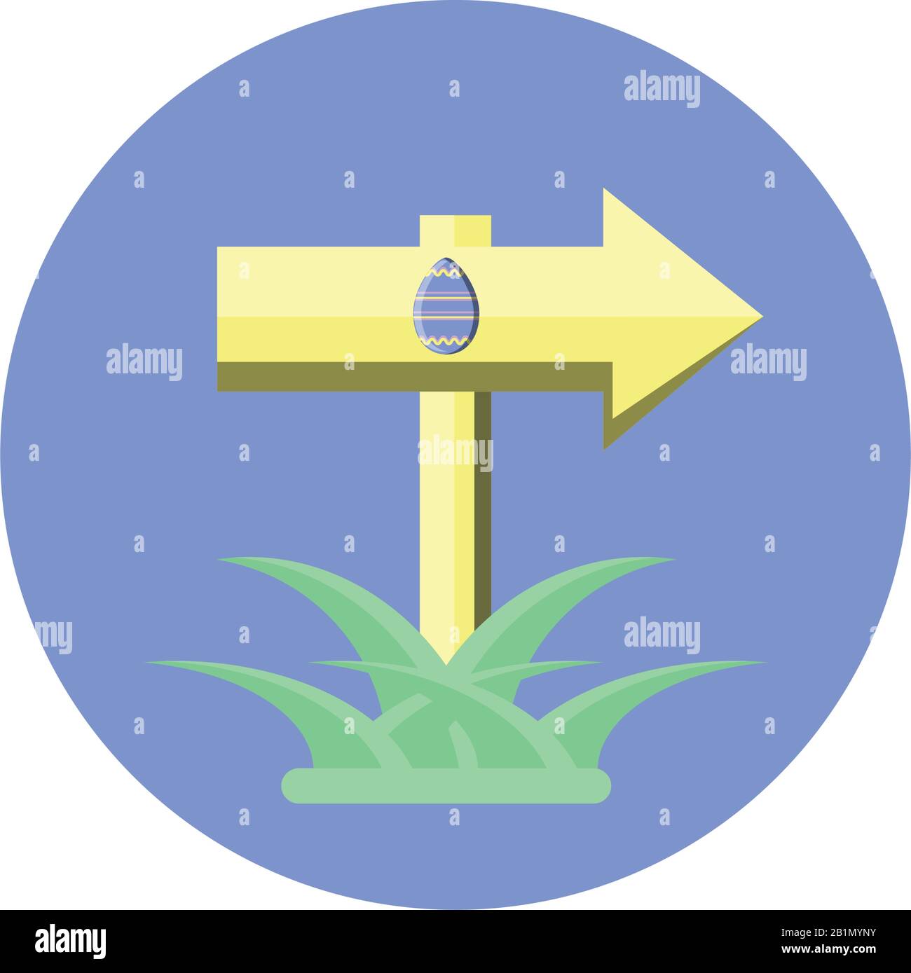 arrow with easter egg icon over white background, block style, vector illustration Stock Vector