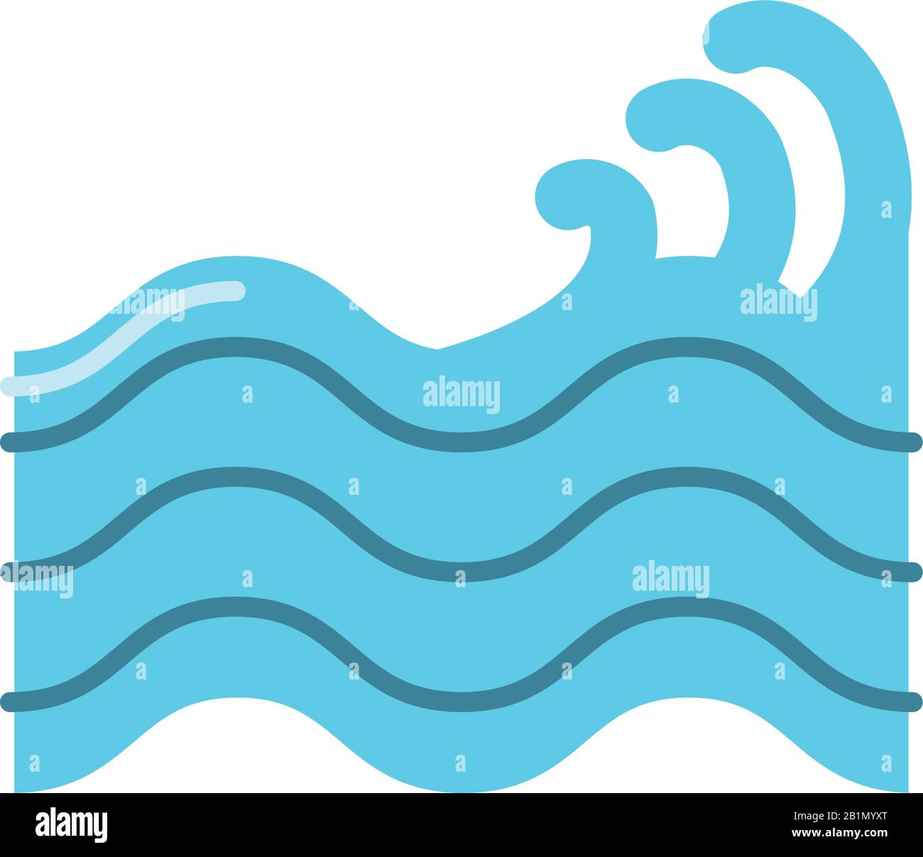 sea waves over white background, flat style icon, vector illustration ...