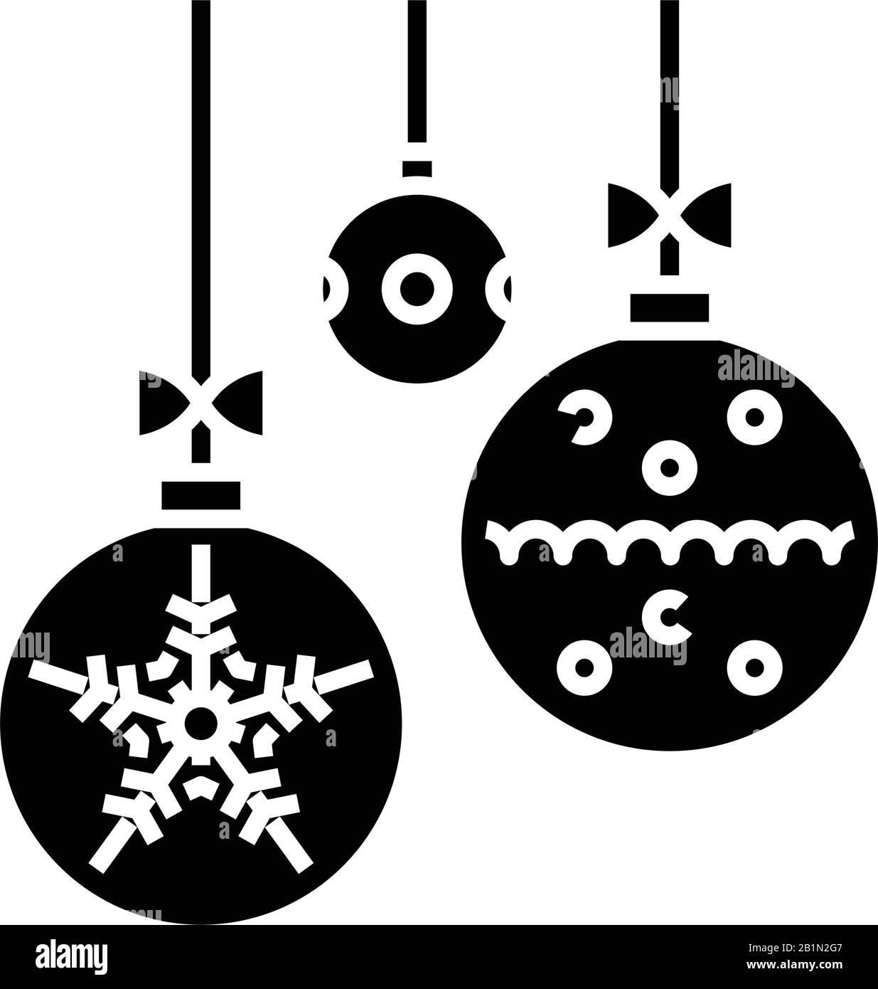 Christmas balls black icon, concept illustration, vector flat symbol ...