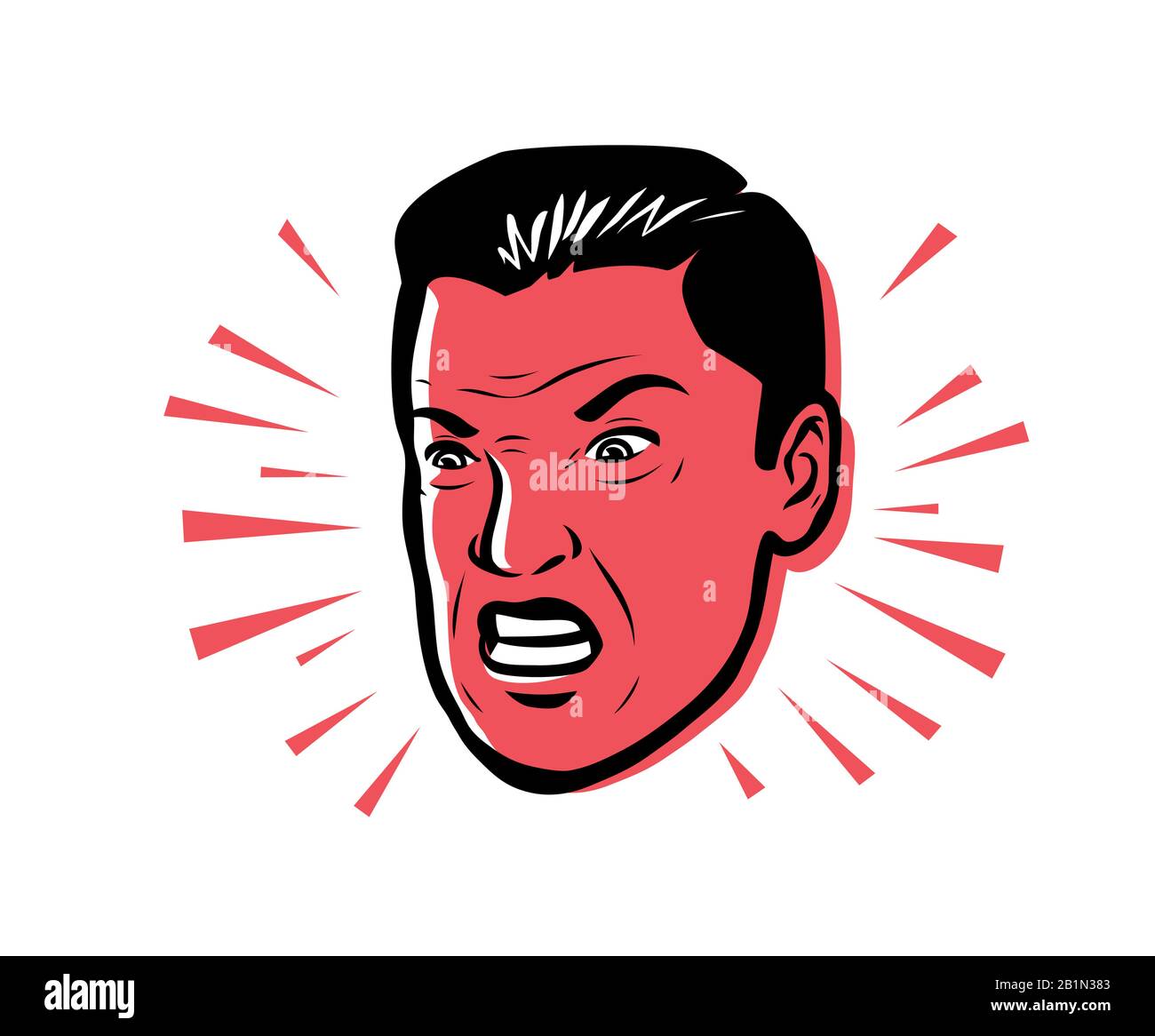 Angry man furious. Vector illustration style pop art retro Stock Vector