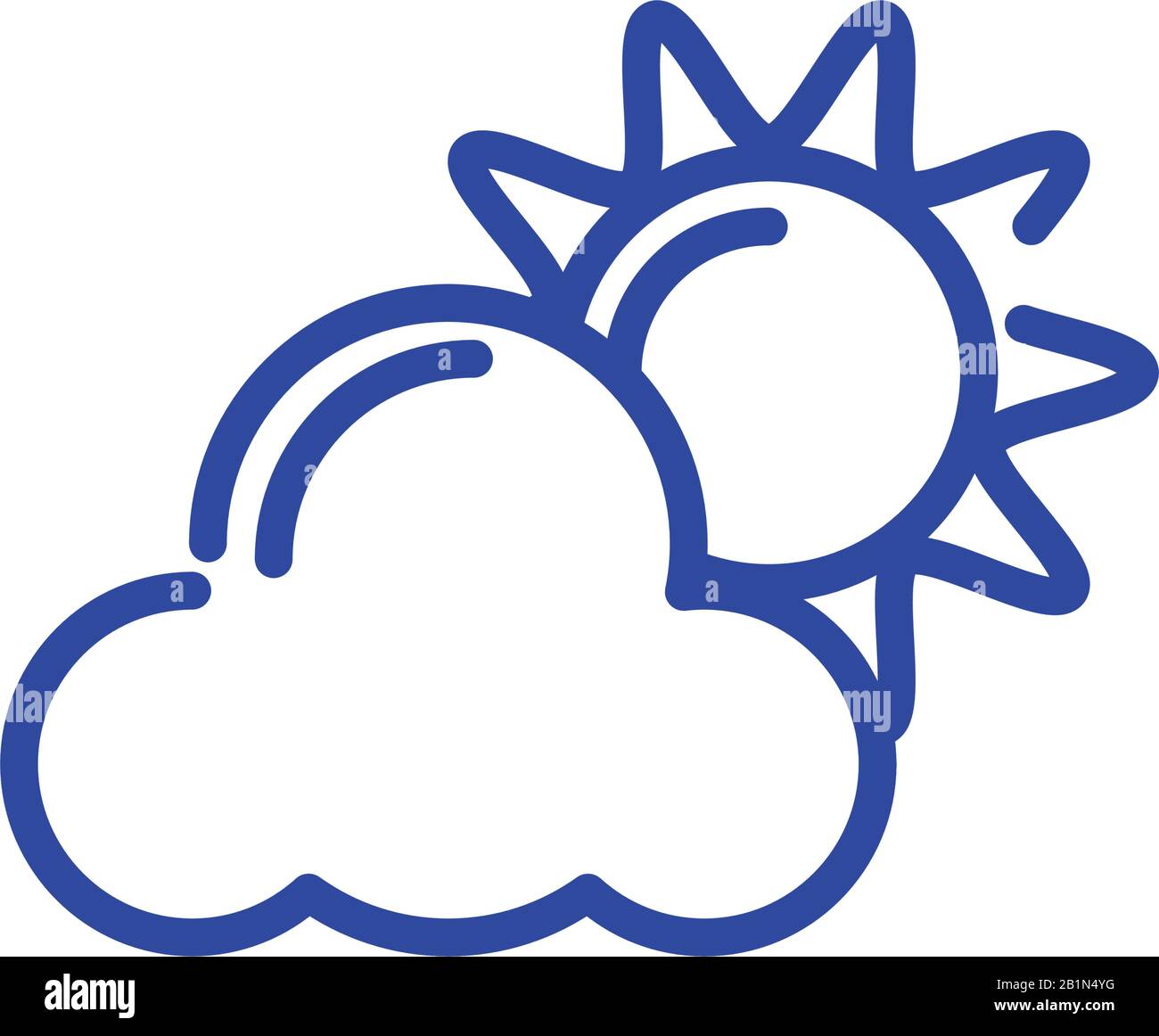 cloud and sun over white background, line style icon, vector ...