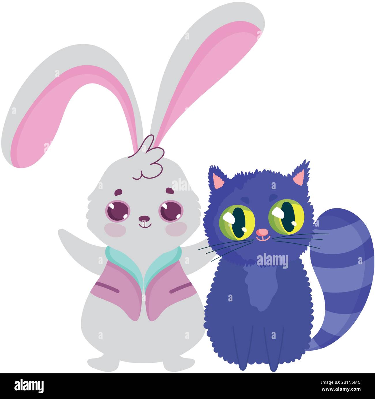 wonderland, rabbit and cat cartoon character vector illustration Stock ...