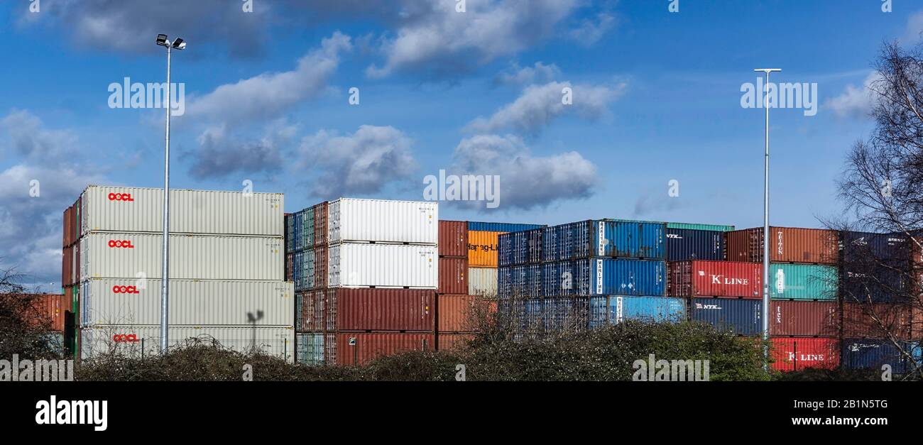 Shipping containers stored in an industrial estate in Clondalkin