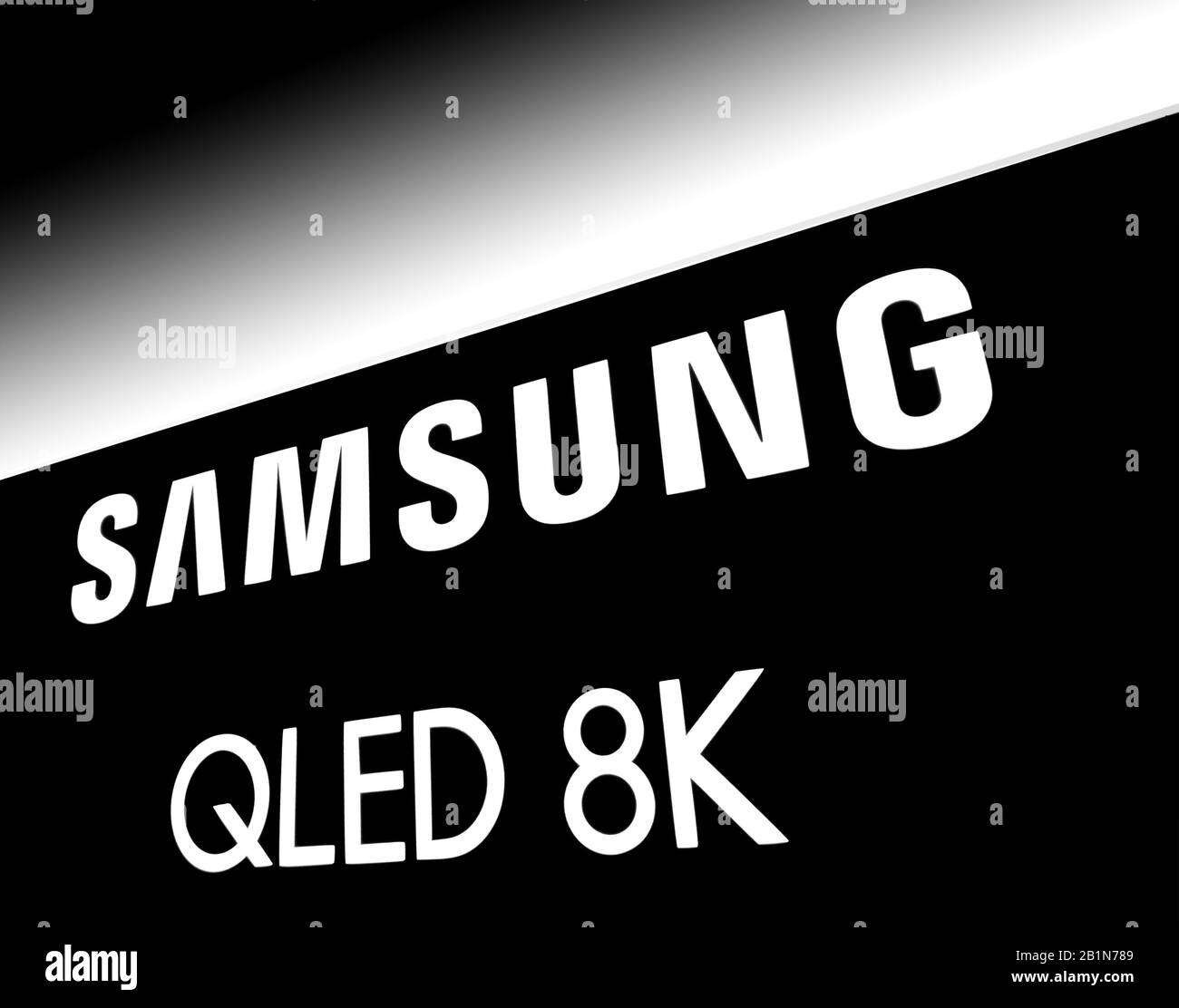 Samsung QLED 8k, contrasted logotype from Expo Stock Photo