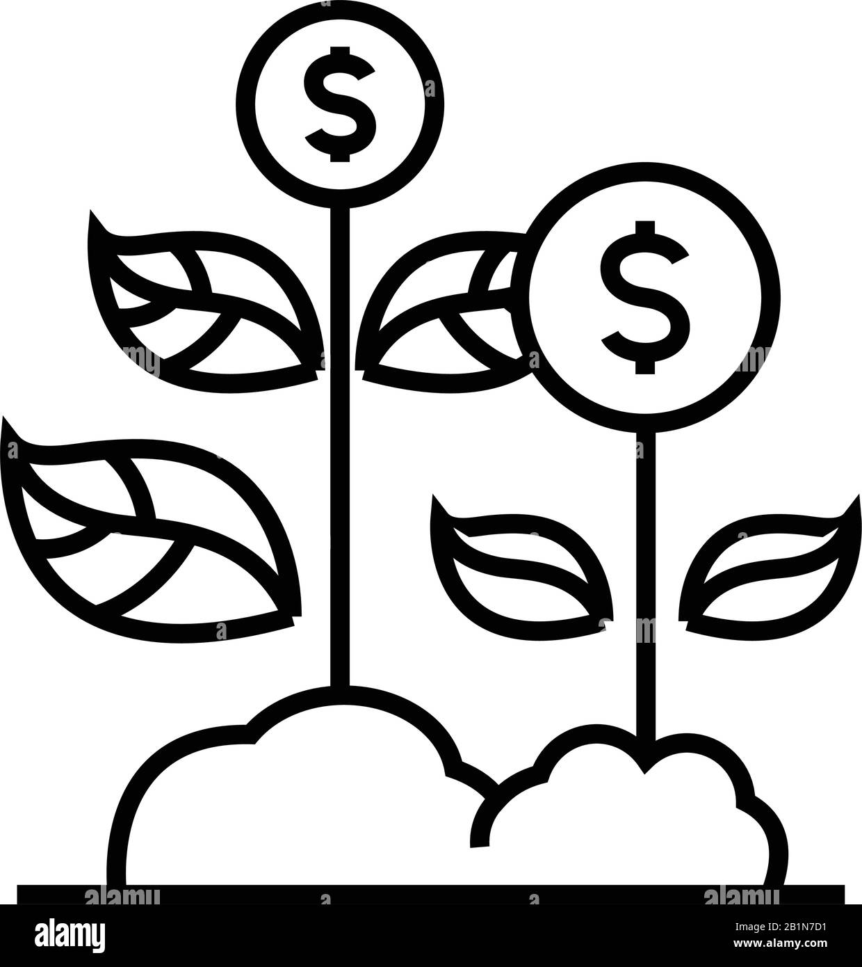 Growing business line icon, concept sign, outline vector illustration ...