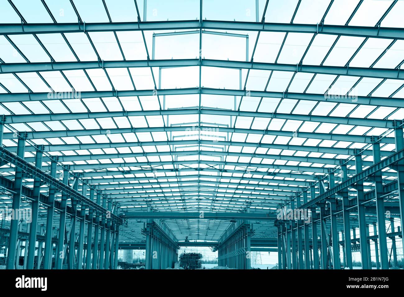 In the construction site, steel structure is under construction Stock ...