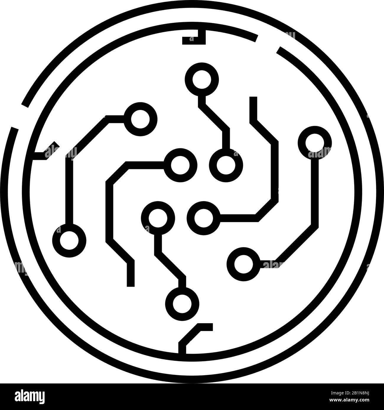Global technology line icon, concept sign, outline vector illustration ...