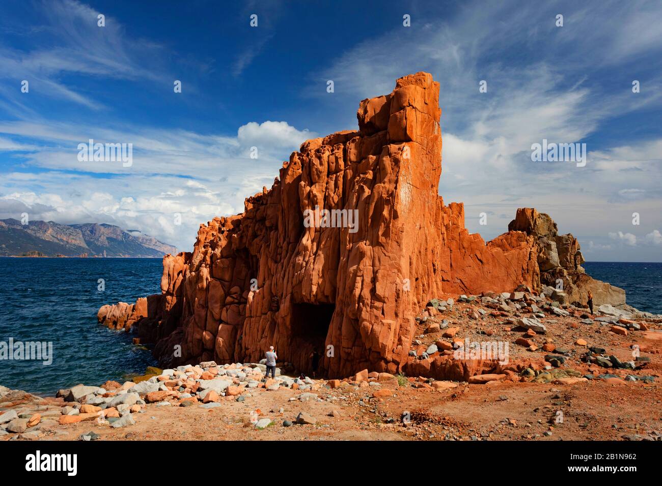 the Red Rocks Beach, Italy, Sardegna, Arbatax Stock Photo