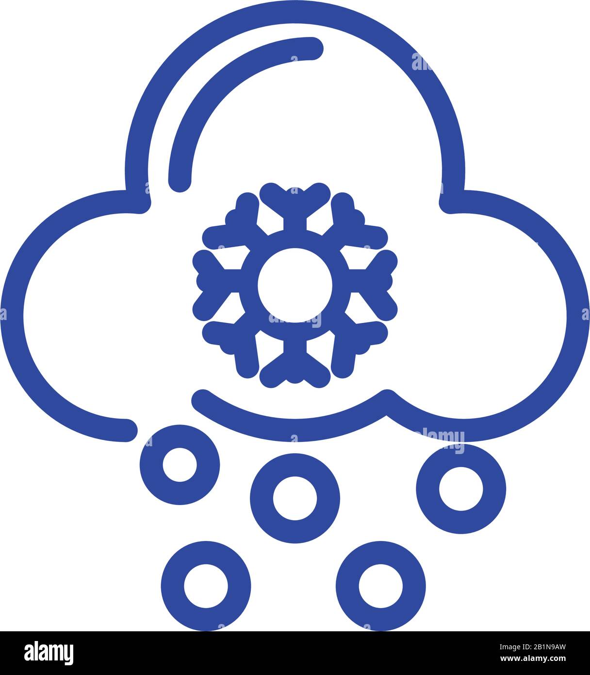 snowy cloud icon over white background, line style, vector illustration ...
