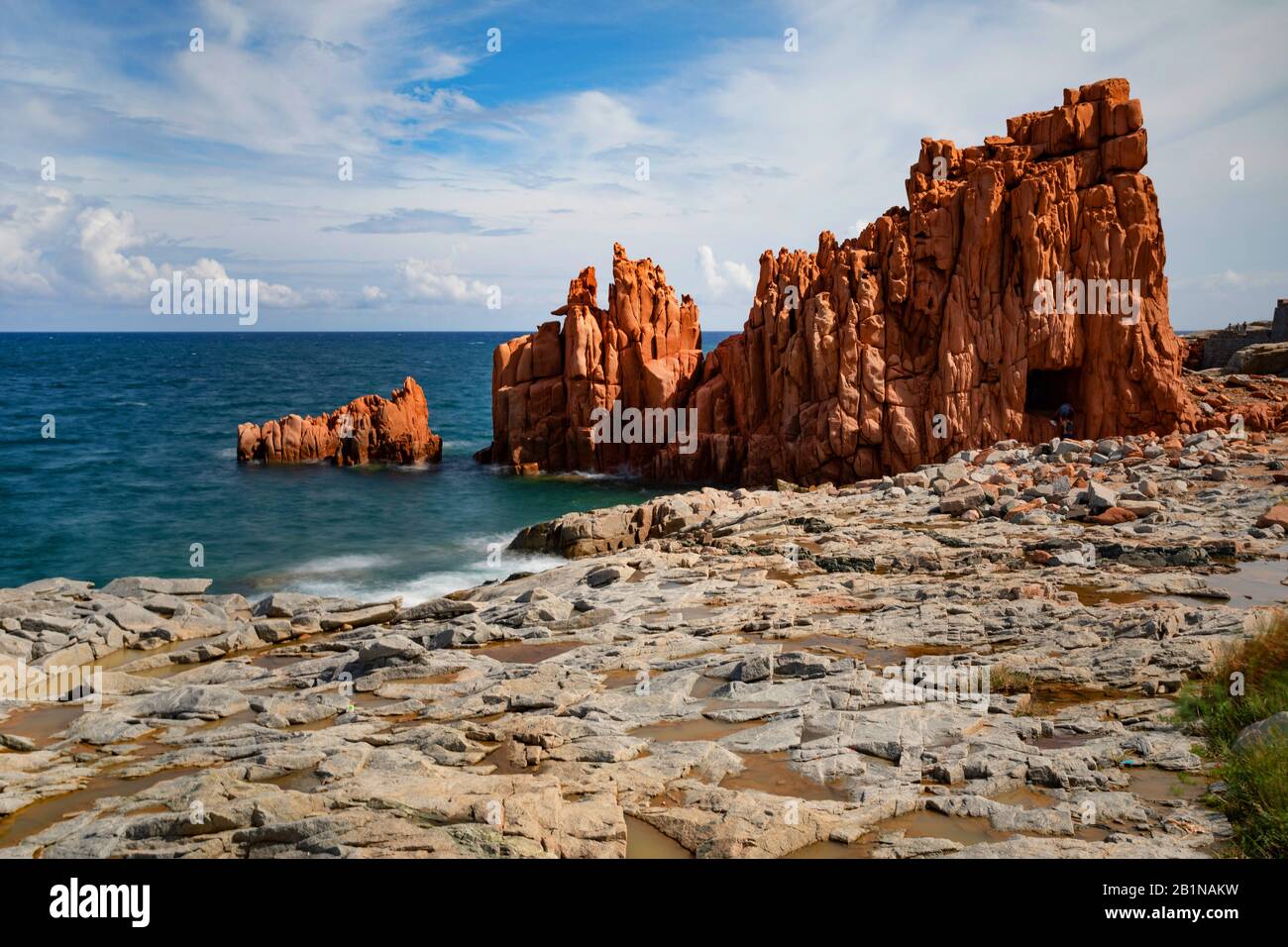 the Red Rocks Beach, Italy, Sardegna, Arbatax Stock Photo