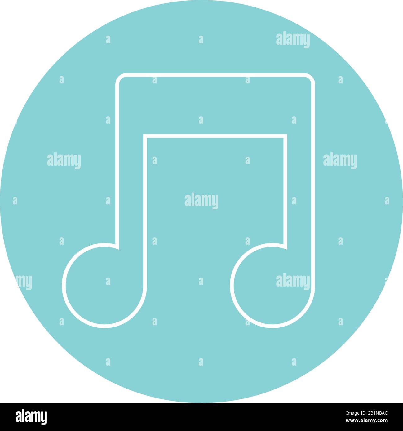 musical note icon over blue circle and white background, vector illustration Stock Vector