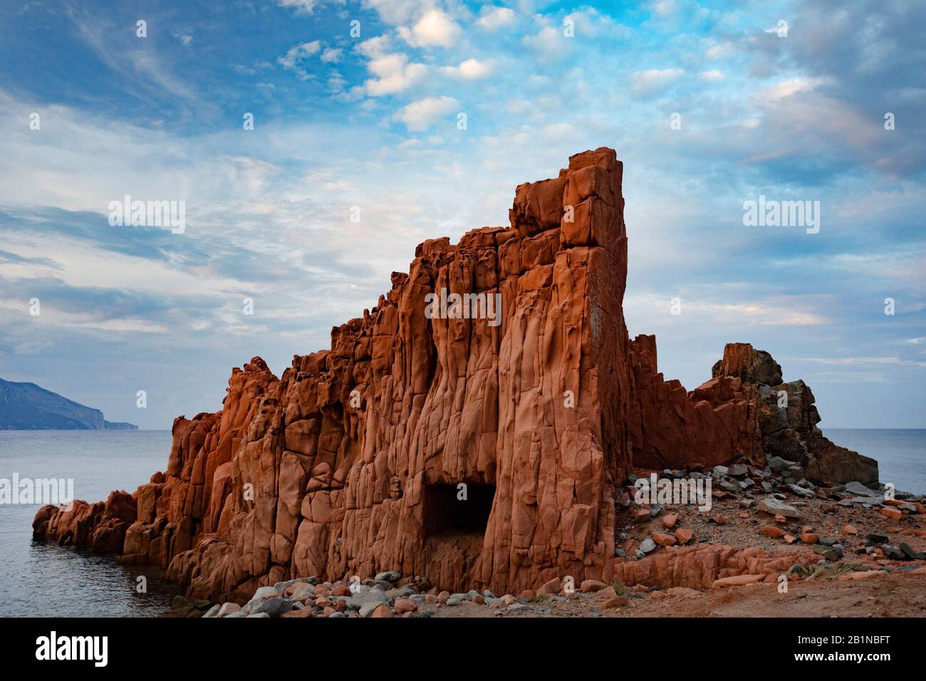 the Red Rocks Beach, Italy, Sardegna, Arbatax Stock Photo