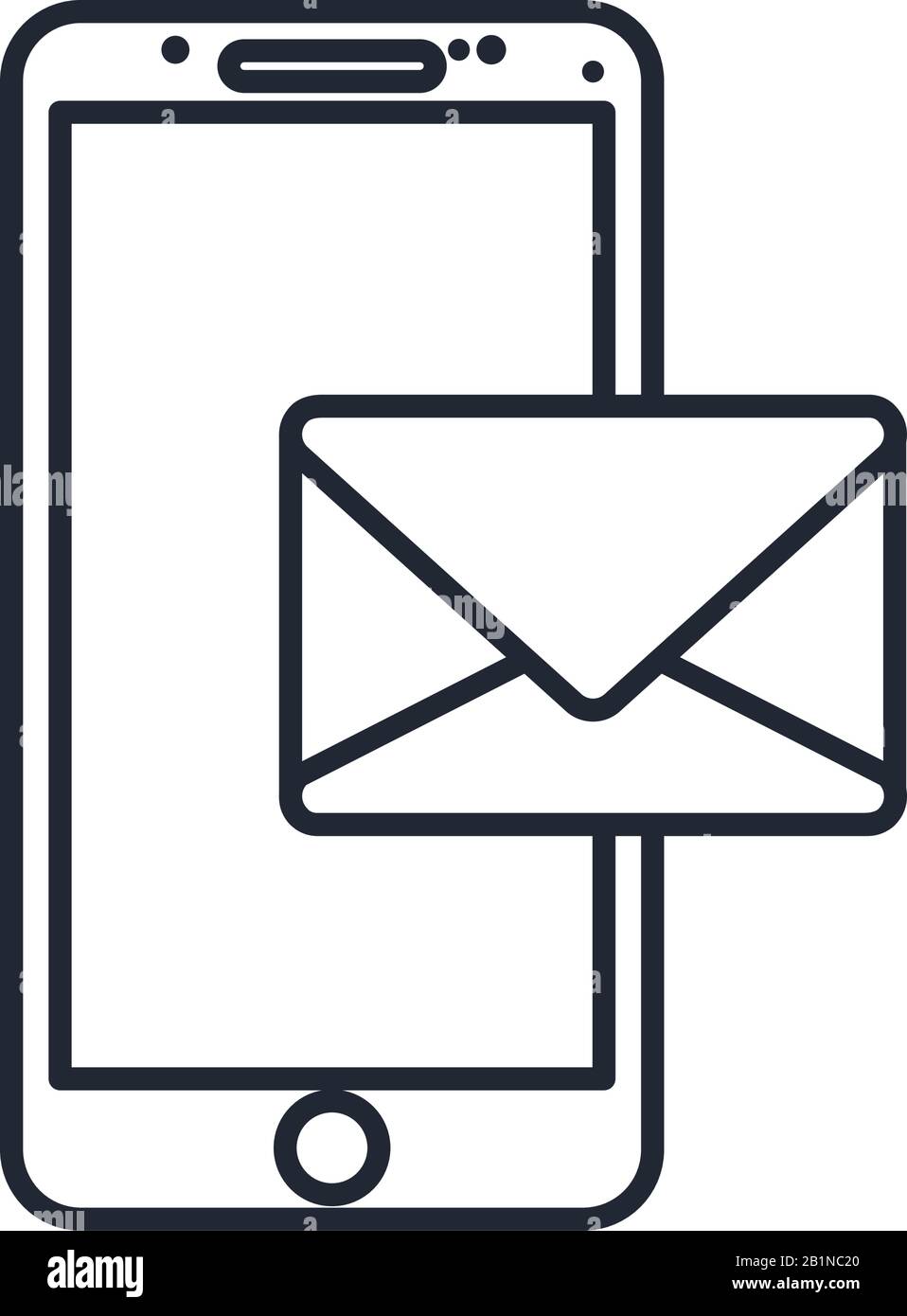 smartphone and envelope icon over white background, vector illustration ...