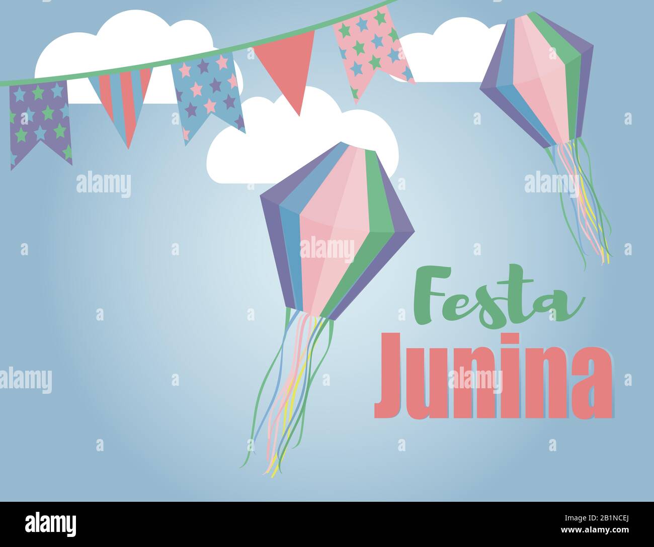 Festa Junina background vector with copy space. Stock Vector