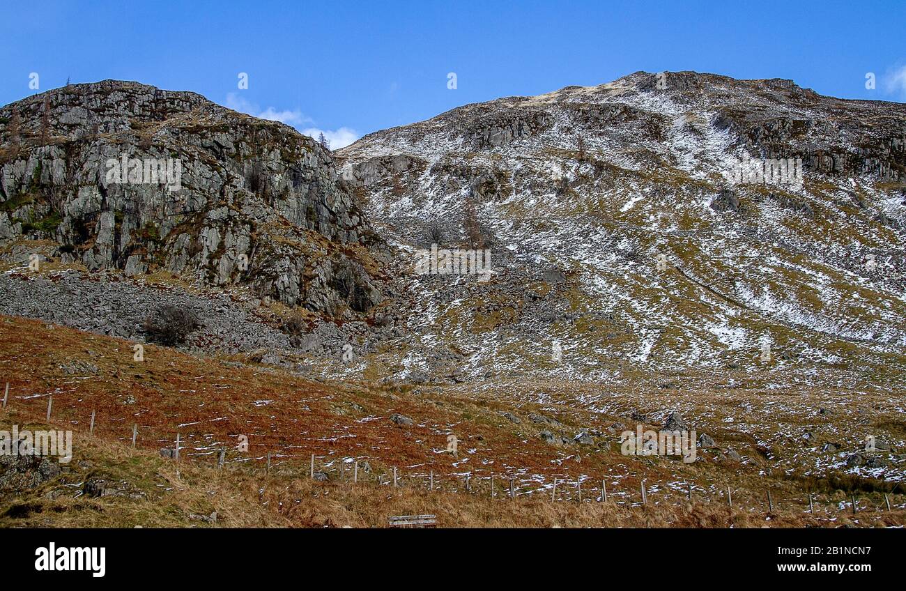 Ragged rocky Corrie Fee Corries at Glen Doll situated within the Cairngorms National Park in Scotland at the top of Glen Clova near Kirriemuir, UK Stock Photo