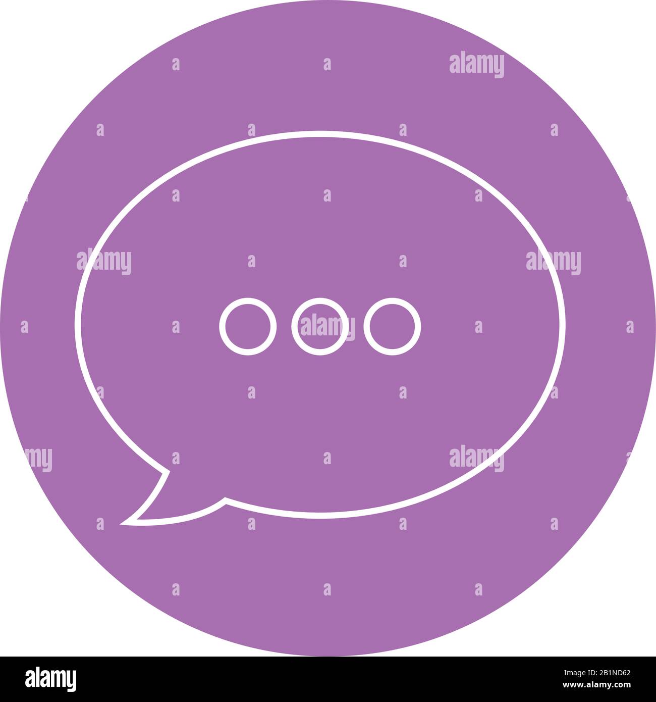 speech bubble icon over purple circle and white background, vector ...