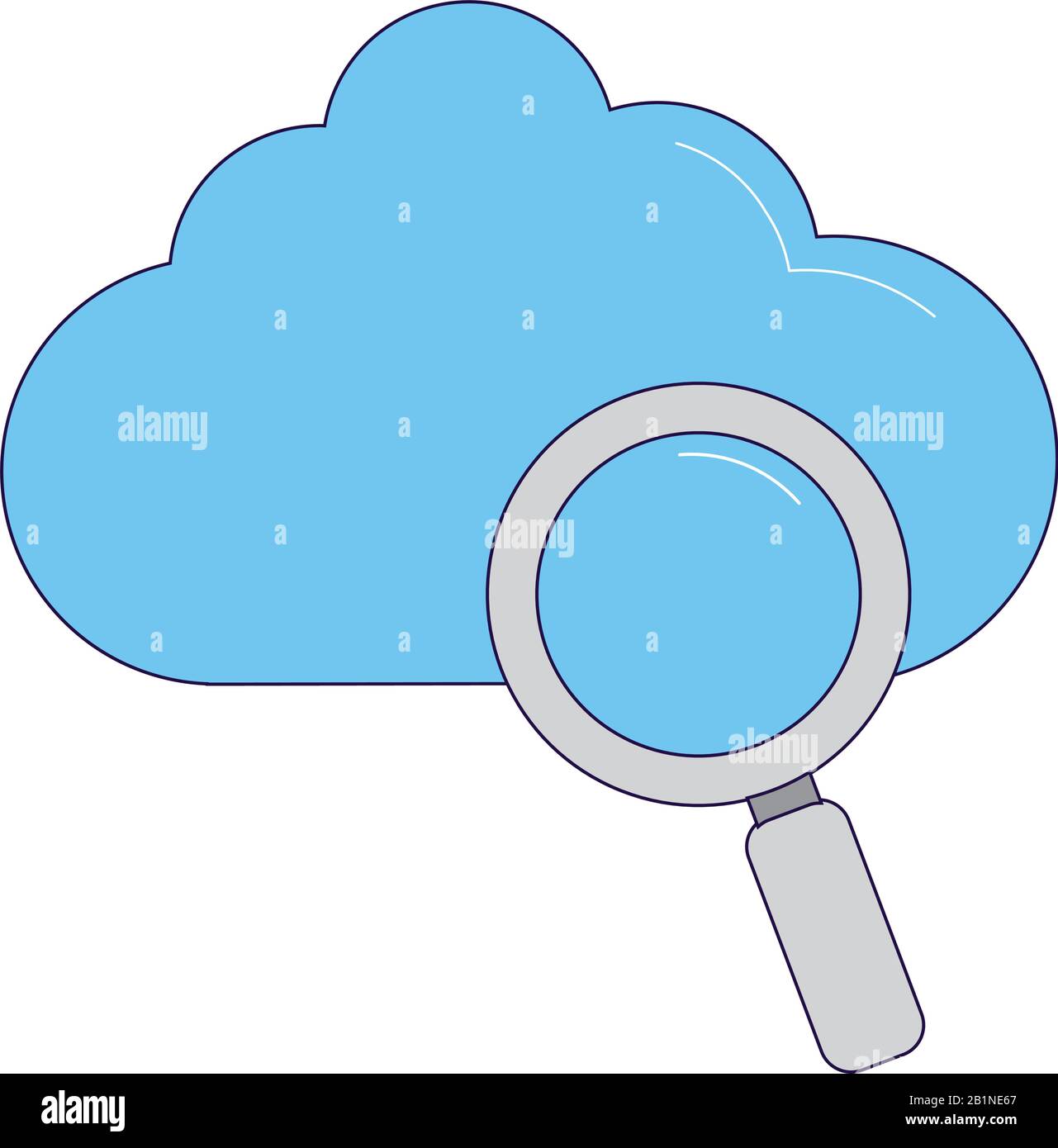 cloud and magnifying glass icon over white background, vector ...