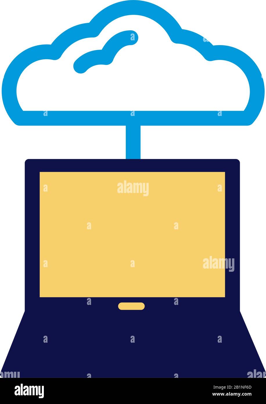 cloud computing with laptop lineal color style Stock Vector Image & Art ...