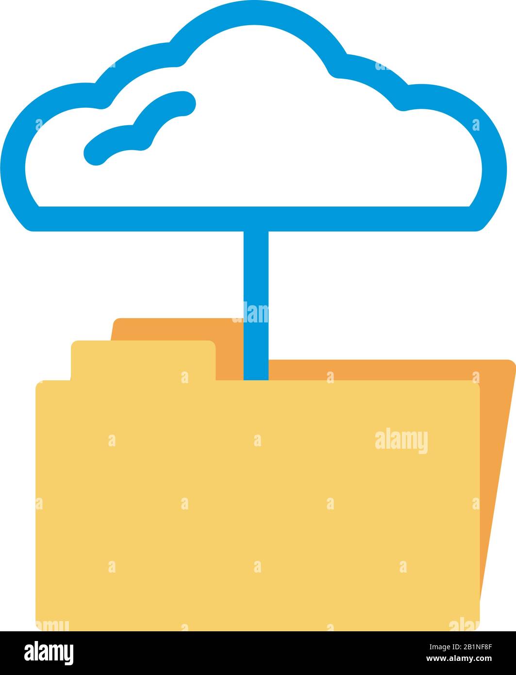 cloud computing with folder lineal color style Stock Vector Image & Art ...