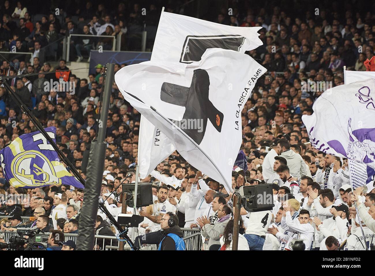 Madrid, Spain. 26th Feb, 2020. Atmosphere during the UEFA Champions League round of 16 first leg match between Real Madrid and Manchester City F.C. at Santiago Bernabeu on February 26, 2020 in Madrid, Spain Credit: Jack Abuin/ZUMA Wire/Alamy Live News Stock Photo