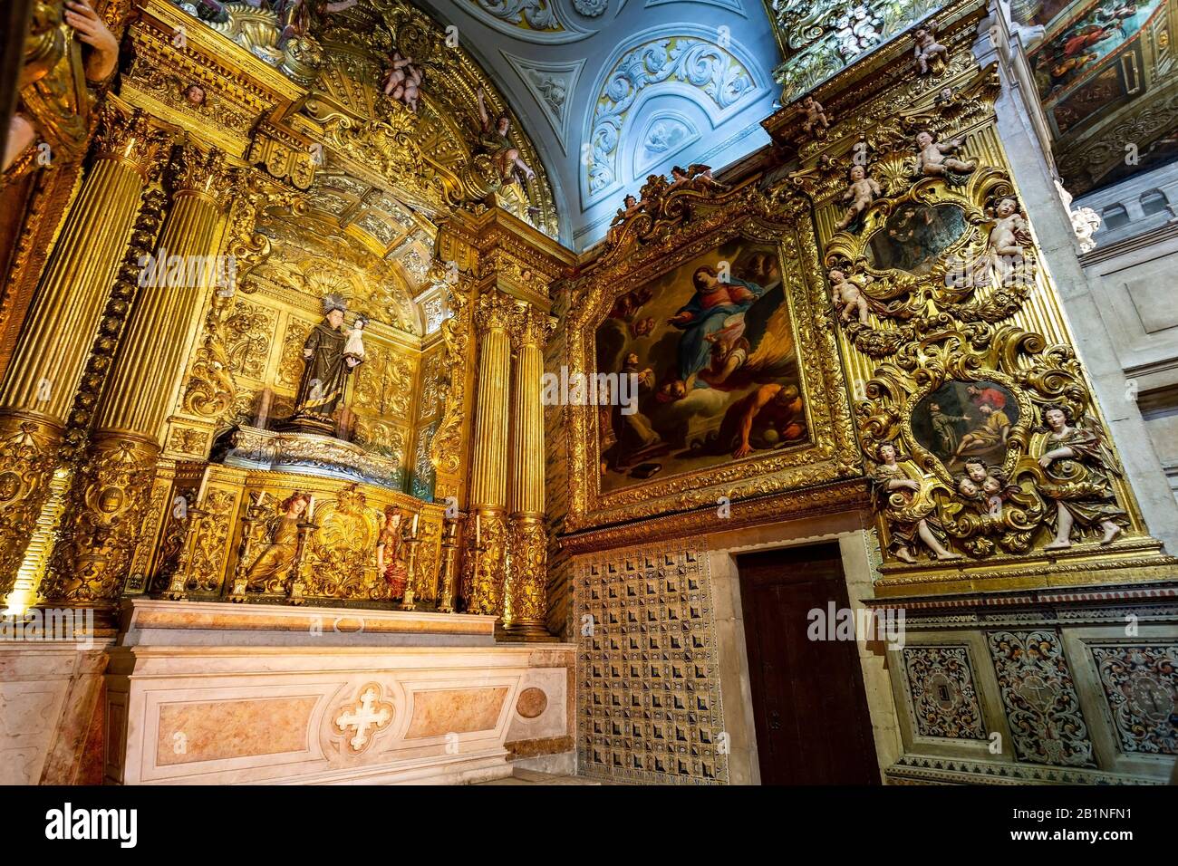 View of the Chapel of Saint Anthony inside the Jesuit Church of Saint Roch, in Bairro Alto, Lisbon, Portugal Stock Photo