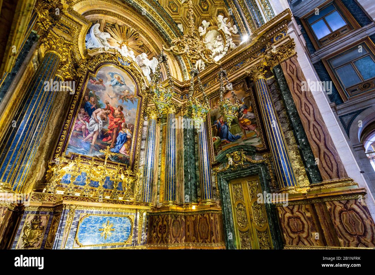 View of the Chapel of St John the Baptist inside the Jesuit Church of Saint Roch, in Bairro Alto, Lisbon, Portugal Stock Photo