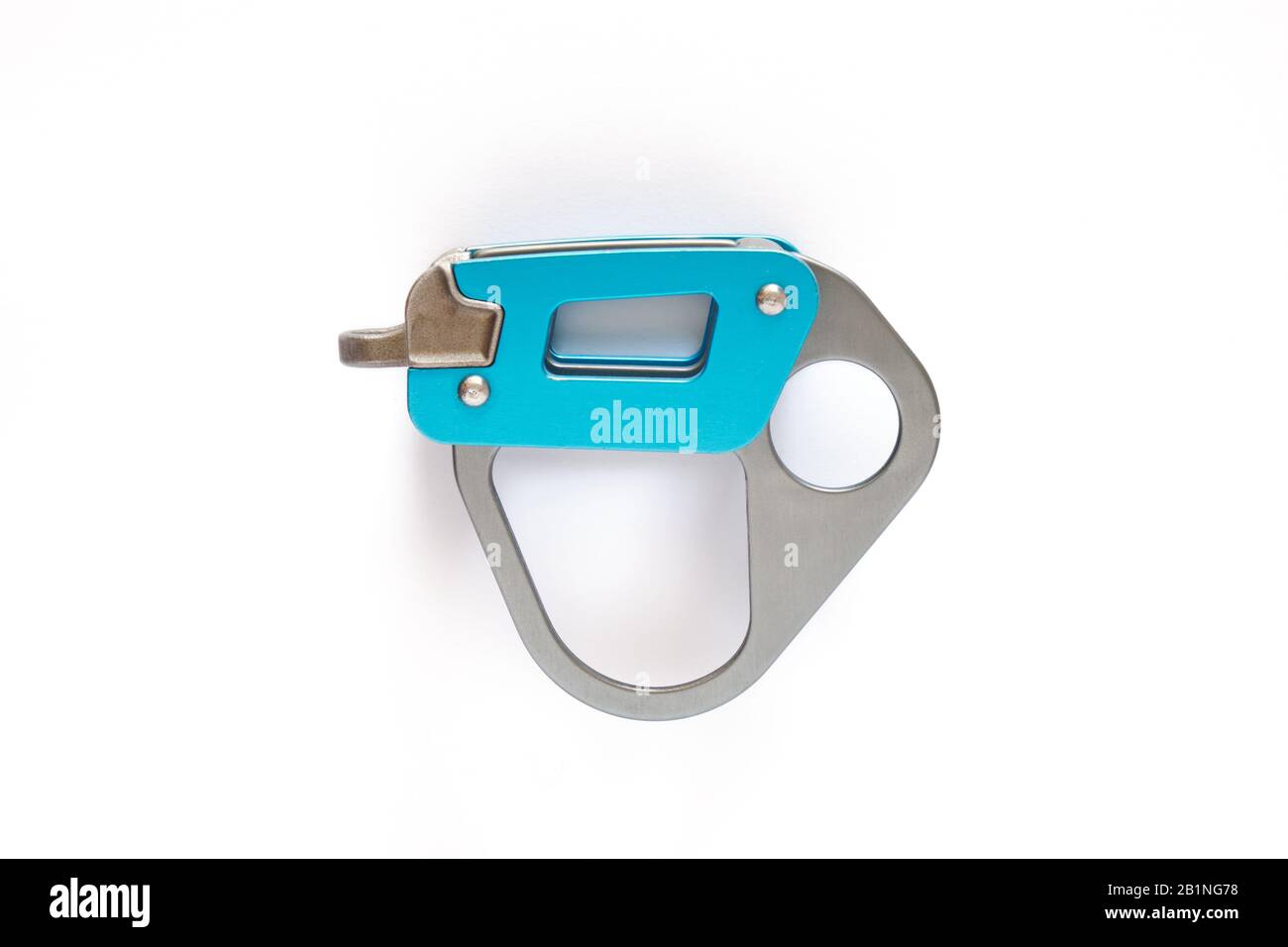 Tubular belay device also used for Rappelling/Abseiling side view